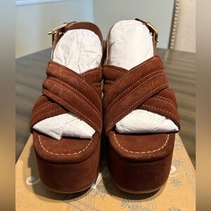 Free People Rich Brown Suede Platform Sandals